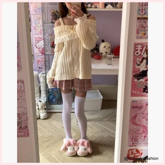 Fairy Grunge Long Sleeve Lace Patchwork Blouse Slim Fit Y2K Top - Picture 4 of 6